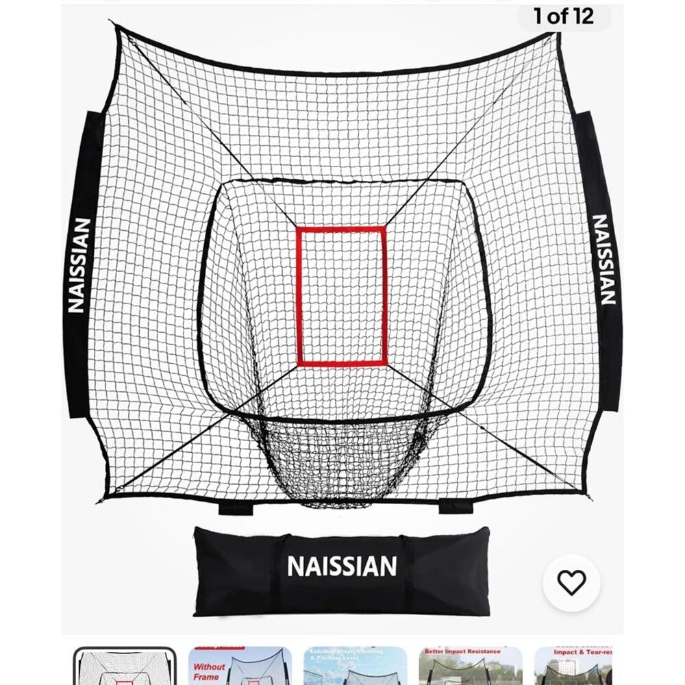 Baseball Batting Cage NET ONLY Adjustable Strike Zone for Kids Practice, 7X7